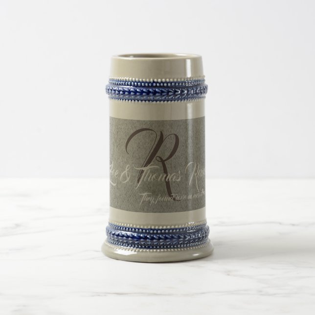 Custom monogrammed family beer stein (Center)