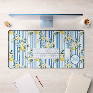 Custom Monogrammed Floral Lemon Desk Mat
