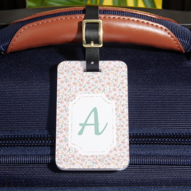 Custom Monogrammed Floral Luggage Tag (Front Insitu 2)