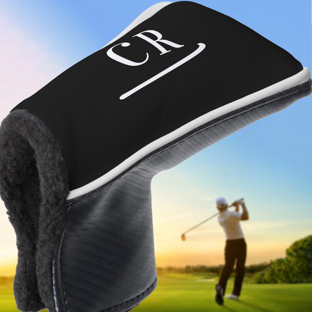 Custom Monogrammed Golfer Modern Black & White Golf Head Cover (Custom Monogrammed Golfer Modern Black & White Golf Head Cover)