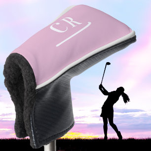 Custom Monogrammed Golfer Modern Pink Elegant Golf Head Cover