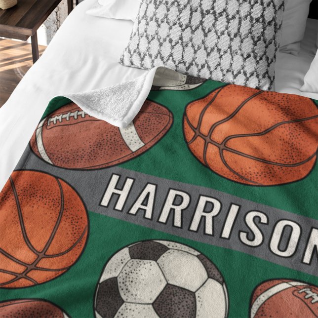 Custom Monogrammed Green Sports Fleece Blanket (Creator Uploaded)