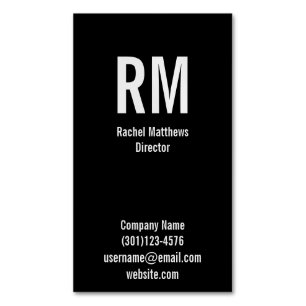 Custom Monogrammed Grey and Black Magnetic Business Card