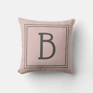 Custom Monogrammed Inital Trendy Rustic Pink Grey Cushion