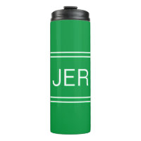 Custom Monogrammed Initials Drink Travel Green  