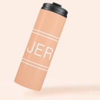 Custom Monogrammed Initials Drink Travel Peach