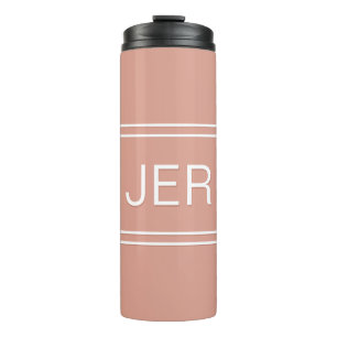 Custom Monogrammed Initials Drinkware Girly Pink Thermal Tumbler