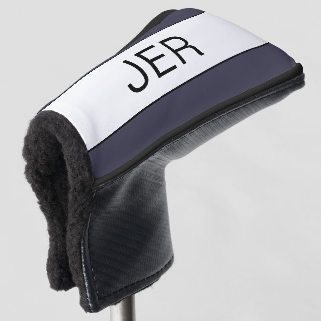 Custom Monogrammed Initials Modern Pro Sports Blue Golf Head Cover (3/4 Front)