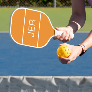 Custom Monogrammed Initials Orange Sports Player Pickleball Paddle
