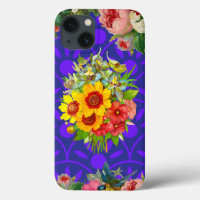 Custom Monogrammed iPhone 13 Case, Floral case mat