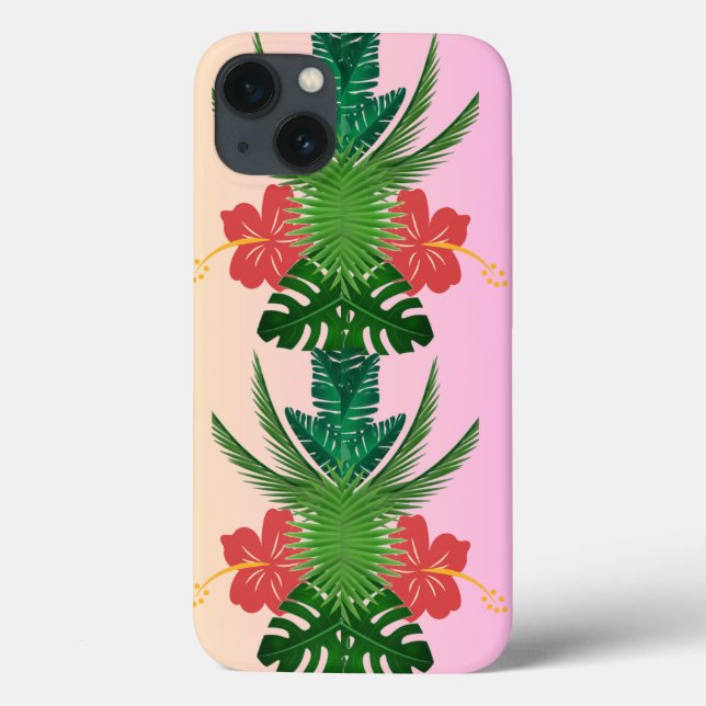 Custom Monogrammed iPhone 13 Case, Floral case mat (Back)