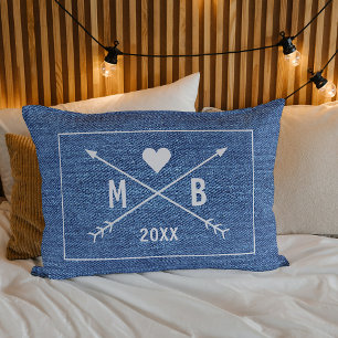 Custom Monogrammed Love Heart Arrows 2025 Lumbar Cushion