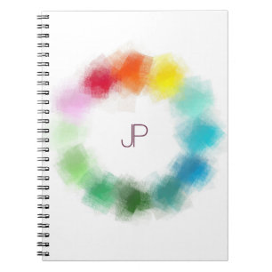 Custom Monogrammed Modern Colourful Template Notebook