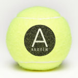Custom Monogrammed Modern Design Custom Tennis Balls<br><div class="desc">Modern elegant and understated masculine monogram initial and custom name in black and white on a yellow tennis ball in a classic minimal,  professional-looking sans-serif font for a simple look.</div>
