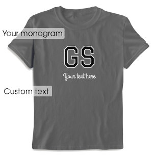 Custom Monogrammed Name Text Black Grey Graphic T-Shirt