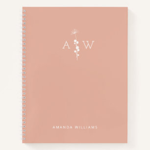 Custom Monogrammed Peach Spiral Notebook