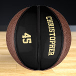 Custom Monogrammed Player Club Team Name Number Mini Basketball<br><div class="desc">Create your own custom, personalised, faux gold elegant stylish typography / script / text / name, mini size, hand stitched basketball. Simply enter the player / team / club / school / college / event / tournament name, and player jersey number, to customise. While you add / design, you'll be...</div>