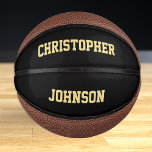 Custom Monogrammed Player Team Club School Name Mini Basketball<br><div class="desc">Create your own custom, personalised, faux gold elegant stylish typography / script / text / name, mini size, hand stitched basketball. Simply enter the player / team / club / school / college / event / tournament name, to customise. While you add / design, you'll be able to see a...</div>