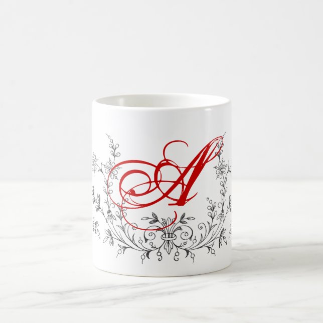 Custom Monogrammed Pretty Design Personalised Coffee Mug (Center)