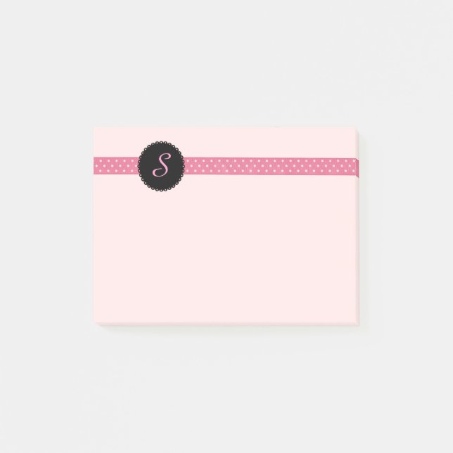 Custom Monogrammed Ribbon Post-it® Notes (Front)