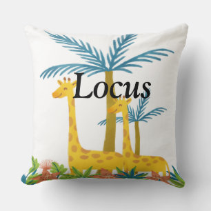 Custom monogrammed safari woodland animals nursery cushion