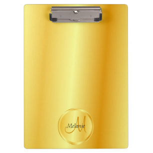 Custom Monogrammed Template Faux Gold Elegant Clipboard