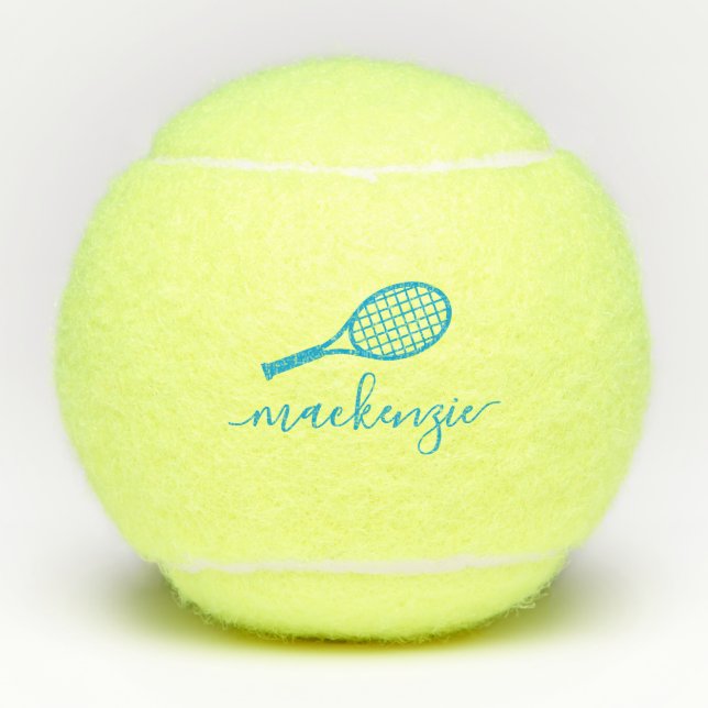 Custom Monogrammed Tennis Ball Bright Blue (Front)