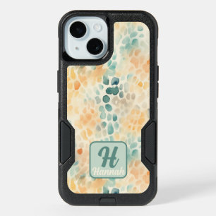 Custom monogrammed watercolor blue green yellow