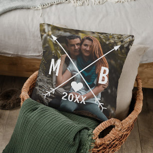Custom Monograms Love Heart Arrows 2025 Cushion