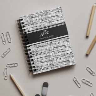Custom Monograms Minimalist Grey Grunge Notebook