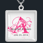 Custom Monograms Names Date Wedding Necklaces<br><div class="desc">Custom Monogram,  Names and Date Wedding Necklaces. Customise with you names,  wedding date,  monogram initial and colour choices. Make great gifts for the maid of honour,  bridesmaids,  flower girl,  mother of the bride bride,  mother of the groom.</div>