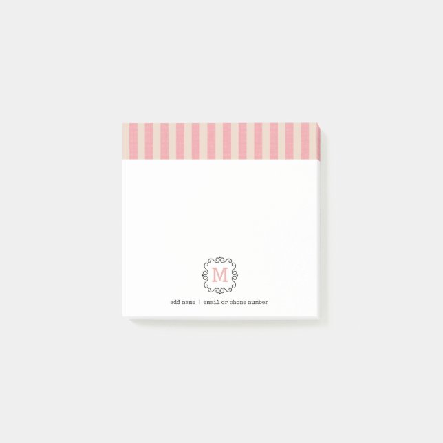 Custom Monograms Post-it® Notes in retro style. (Front)