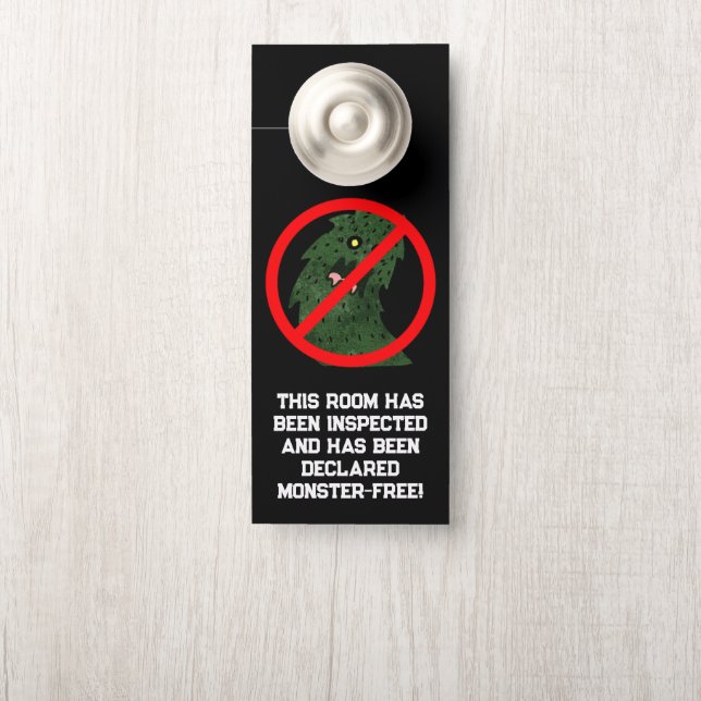 Custom Monster-Free Room Door Hanger  (On Knob)