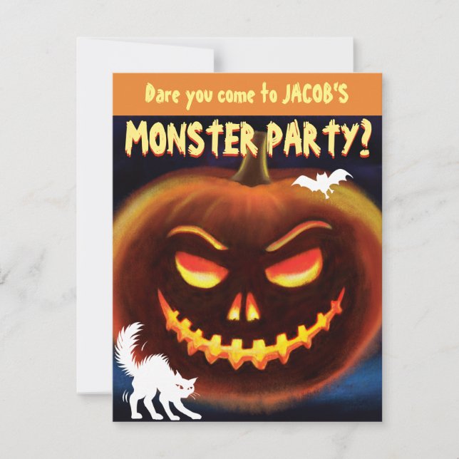 Custom Monster Halloween Party invite - Pumpkin! (Front)