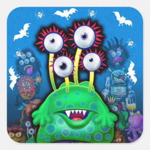 Custom Monster Halloween Sticker. Square Sticker