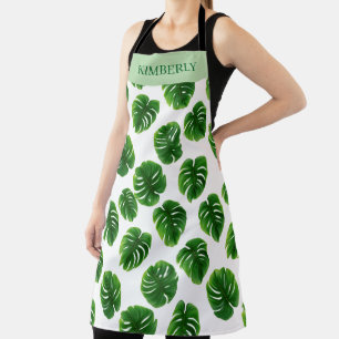 Custom Monstera Leaf Tropical Pattern Apron