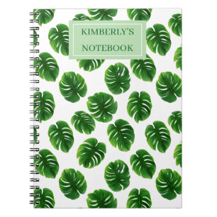 Custom Monstera Leaf Tropical Pattern Notebook