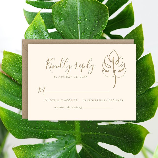 Custom Monstera Monogram Wedding Logo RSVP Card (Creator Uploaded)
