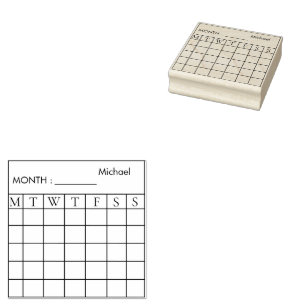 Custom Monthly Calendar Planner Rubber Stamp