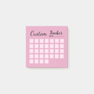 Custom monthly habit tracker blush pink  post-it notes