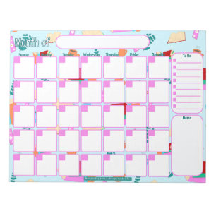 Custom Monthly Planner Cosy Book Lovers Pattern Notepad