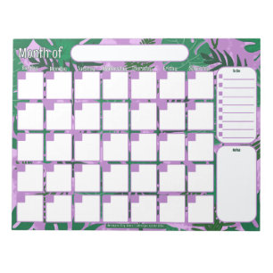 Custom Monthly Planner Jungle Leaves Pattern Notepad