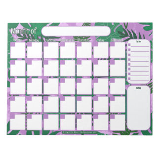 Custom Monthly Planner | Jungle Leaves Pattern Notepad