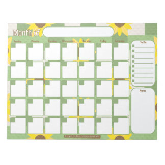 Custom Monthly Planner | Sunflower Plaid Pattern Notepad