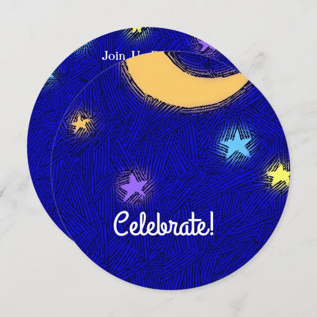 Custom Moon and Stars Celebration Party Invitation (Front/Back)