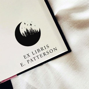Custom Moon Forest & Stars Ex Libris Bookplate Self-inking Stamp