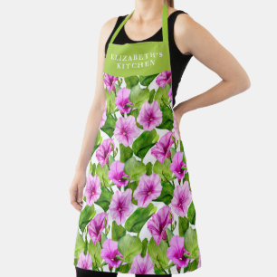 Custom Morning Glory Floral Pattern Apron