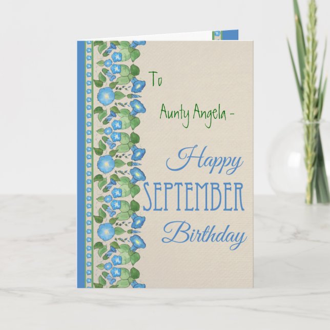 Custom Morning Glory September Birthday Card (Front)