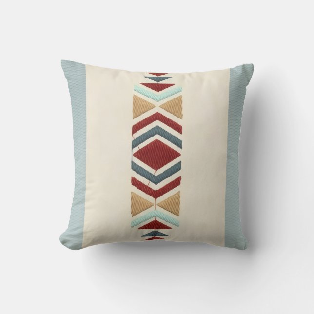 Custom Moroccan Geometric Embroidery Pattern Art Cushion (Front)