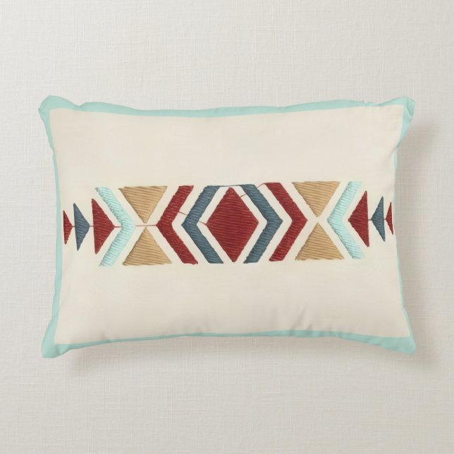 Custom Moroccan Geometric Embroidery Pattern Art Decorative Cushion (Front)